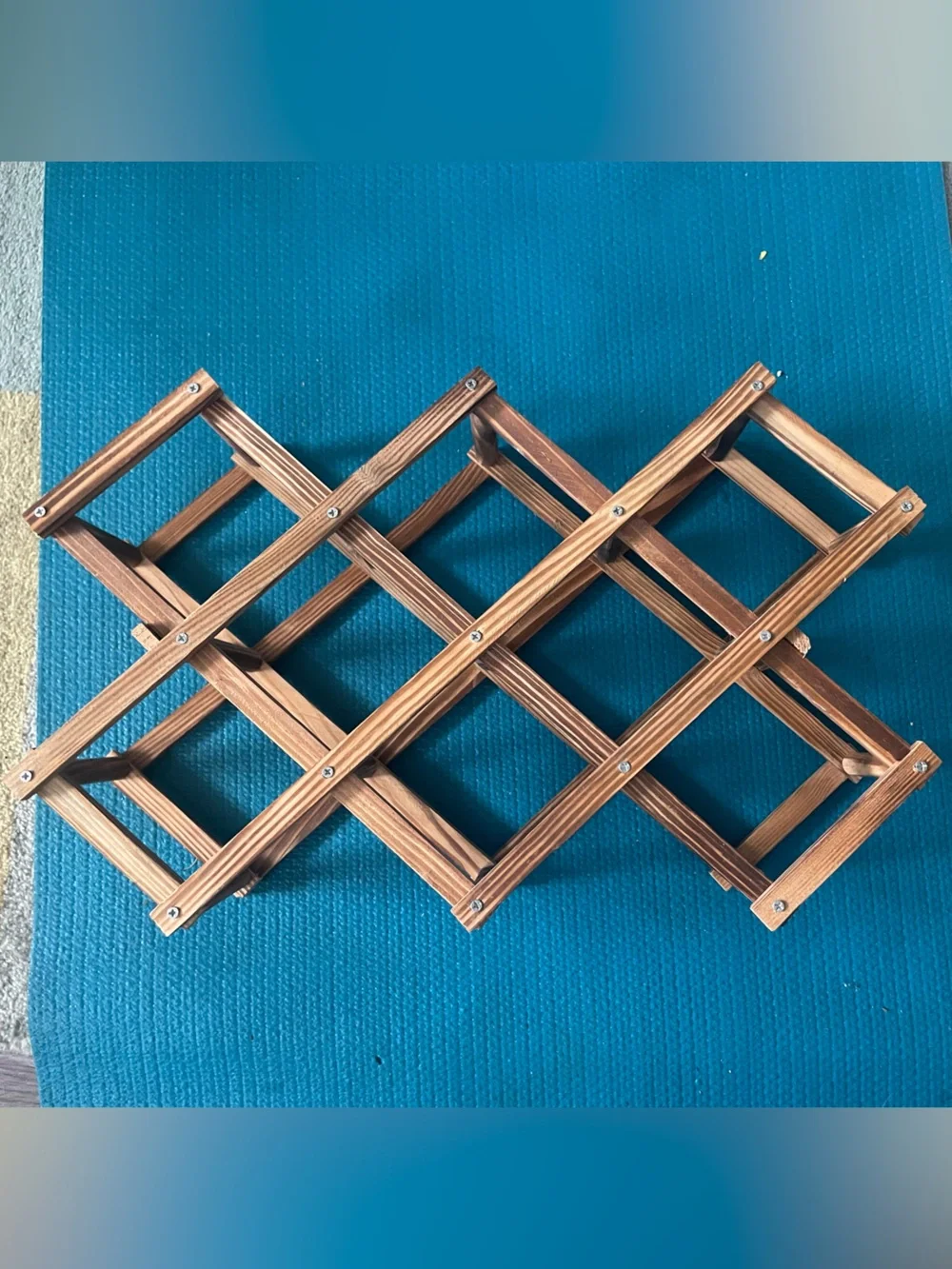 Pier 1 Collapsable MCM Mid Century Modern 8 Bottle Wooden Wine Rack / Storage